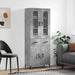 Highboard betonggrå 69,5x34x180 cm konstruert tre