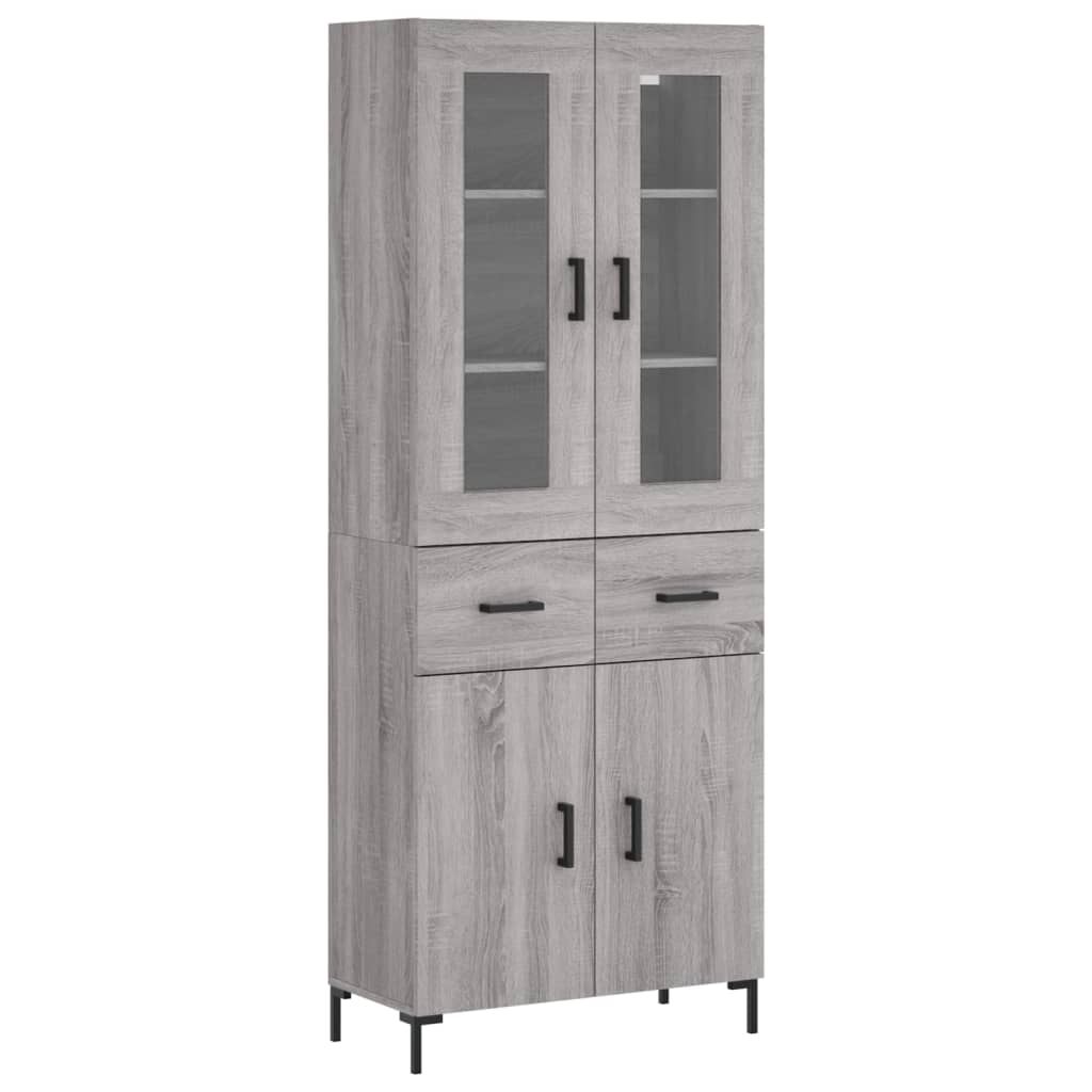 Highboard grå sonoma 69,5x34x180 cm konstruert tre