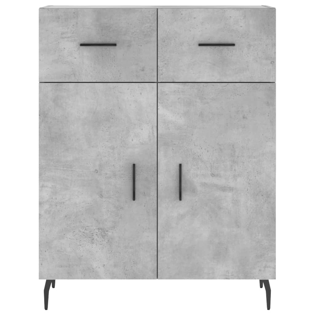 Highboard betonggrå 69,5x34x180 cm konstruert tre