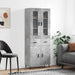 Highboard betonggrå 69,5x34x180 cm konstruert tre