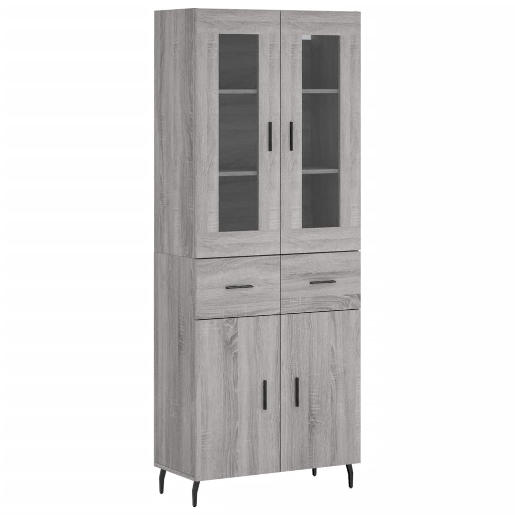 Highboard grå sonoma 69,5x34x180 cm konstruert tre