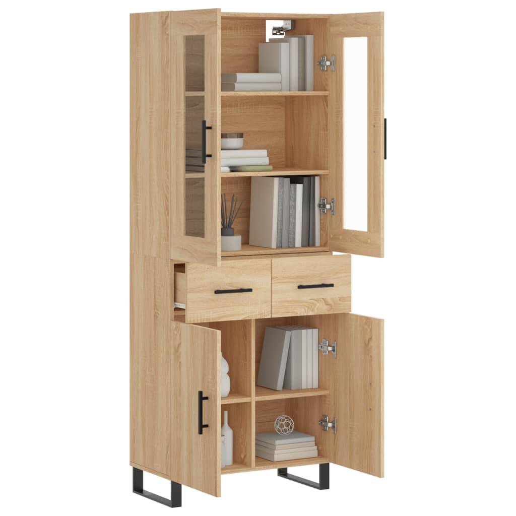 Highboard sonoma eik 69,5x34x180 cm konstruert tre