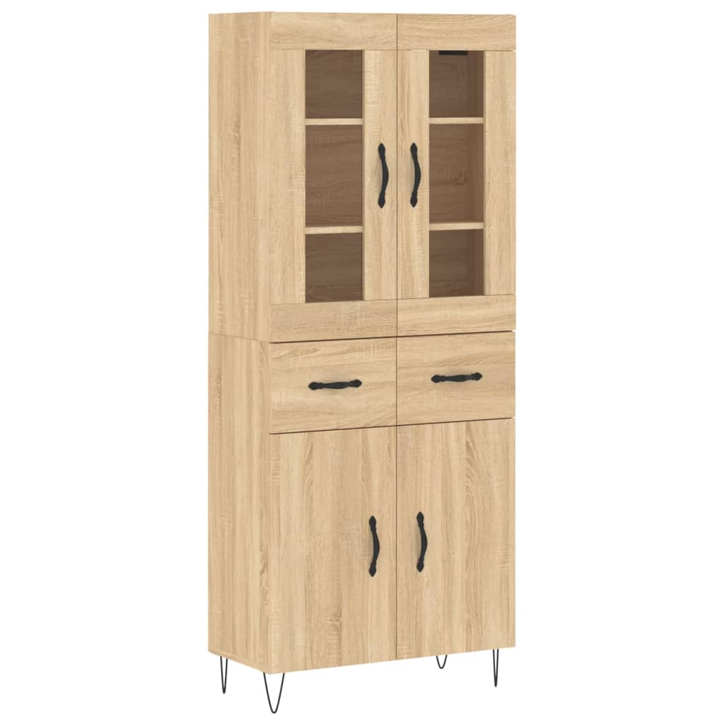 Highboard sonoma eik 69,5x34x180 cm konstruert tre vidaXL