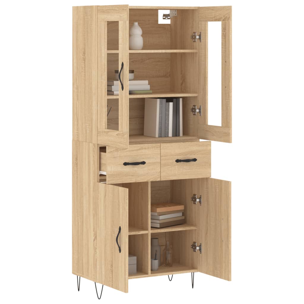 Highboard sonoma eik 69,5x34x180 cm konstruert tre vidaXL