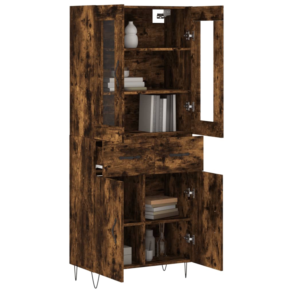 Highboard røkt eik 69,5x34x180 cm konstruert tre