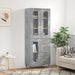 Highboard betonggrå 69,5x34x180 cm konstruert tre