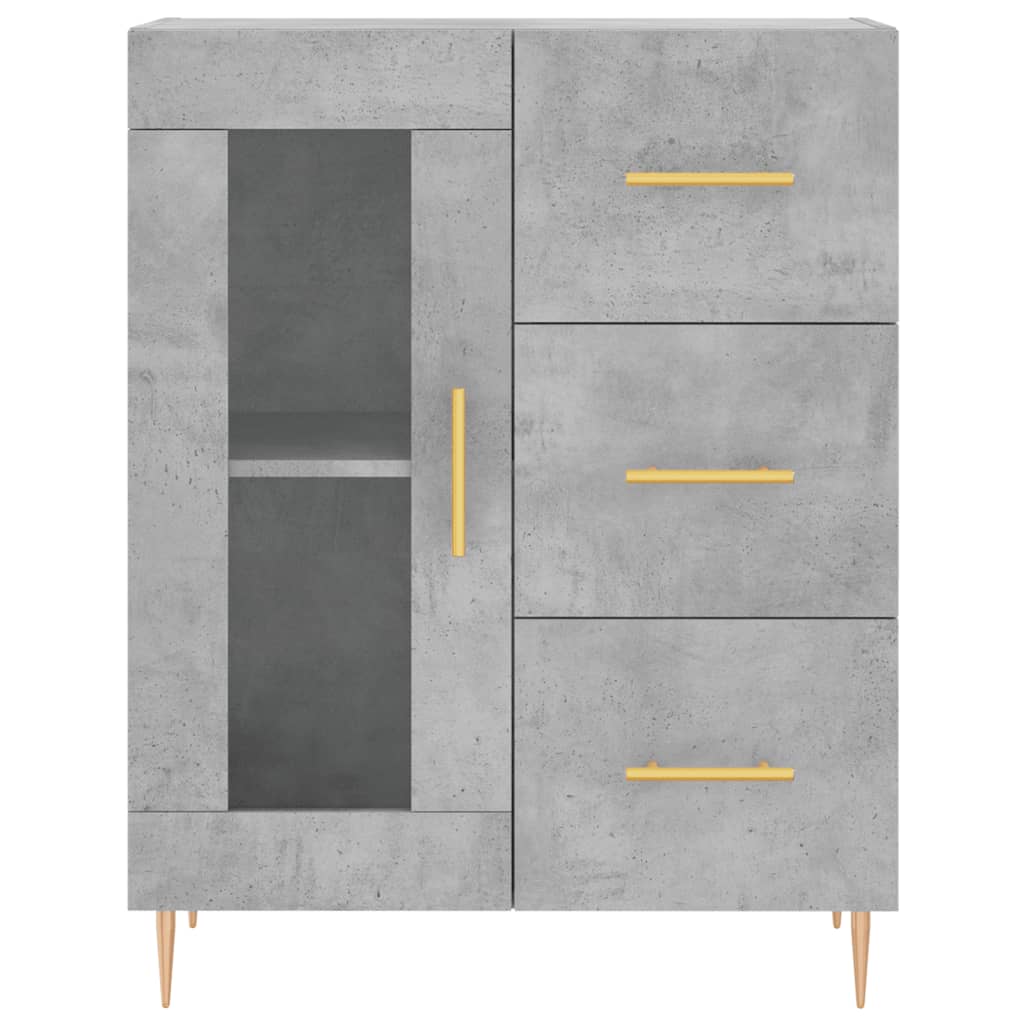 Highboard betonggrå 69,5x34x180 cm konstruert tre