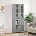 Highboard betonggrå 69,5x34x180 cm konstruert tre