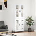 Highboard hvit 69,5x34x180 cm konstruert tre