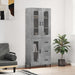Highboard betonggrå 69,5x34x180 cm konstruert tre