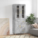 Highboard betonggrå 69,5x34x180 cm konstruert tre