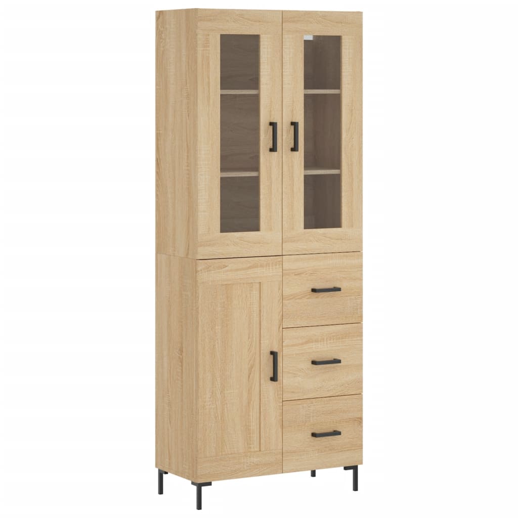 Highboard sonoma eik 69,5x34x180 cm konstruert tre