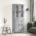 Highboard betonggrå 69,5x34x180 cm konstruert tre
