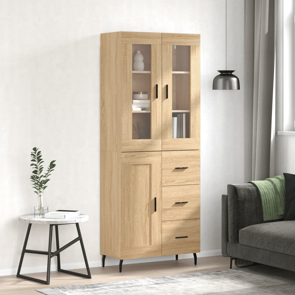 Highboard sonoma eik 69,5x34x180 cm konstruert tre