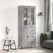 Highboard betonggrå 69,5x34x180 cm konstruert tre