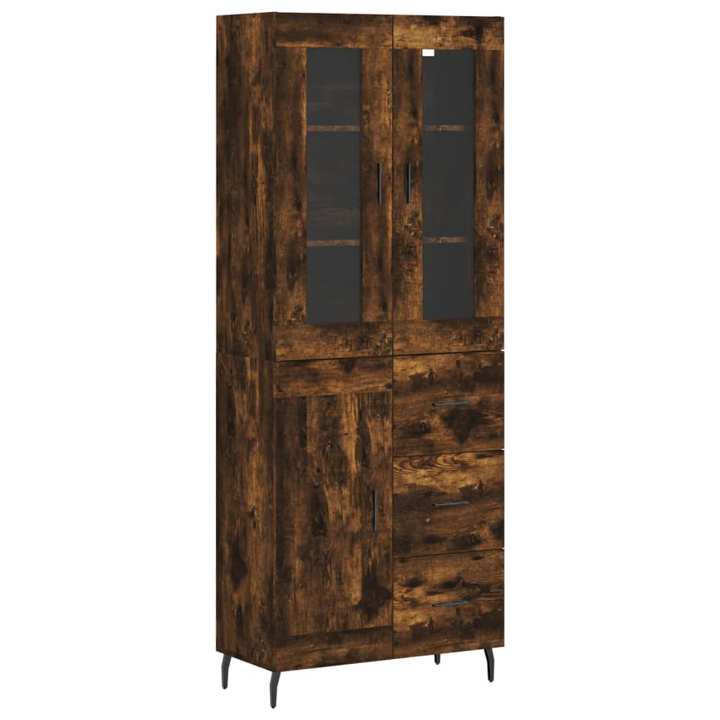 Highboard røkt eik 69,5x34x180 cm konstruert tre