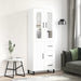 Highboard hvit 69,5x34x180 cm konstruert tre
