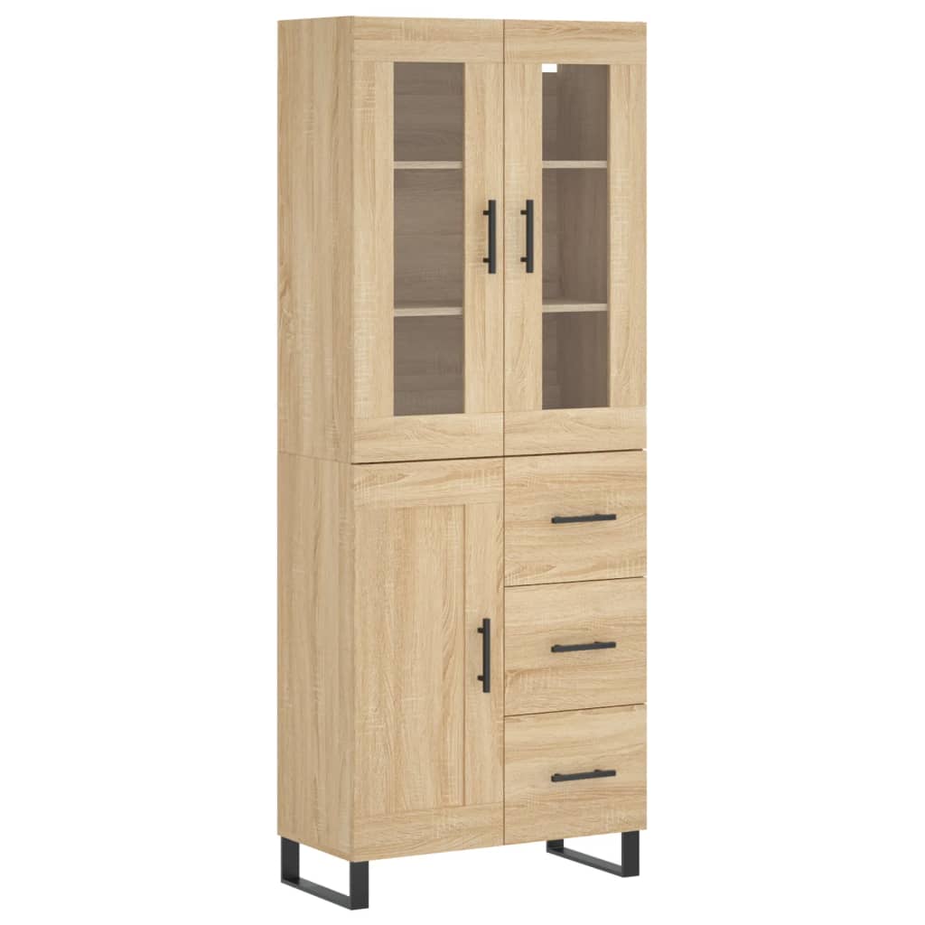 Highboard sonoma eik 69,5x34x180 cm konstruert tre