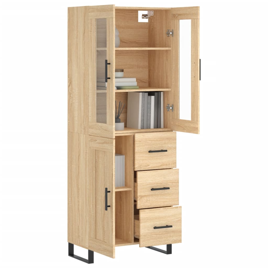 Highboard sonoma eik 69,5x34x180 cm konstruert tre