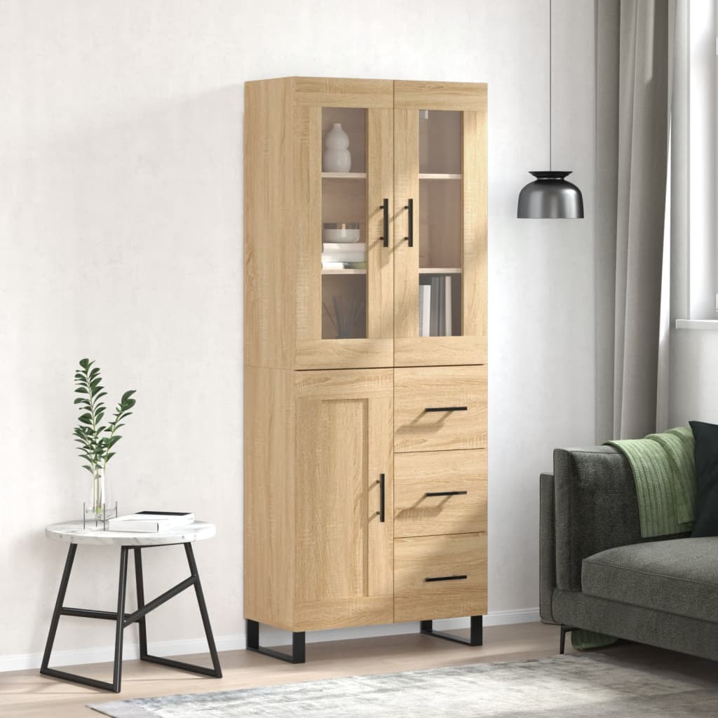 Highboard sonoma eik 69,5x34x180 cm konstruert tre