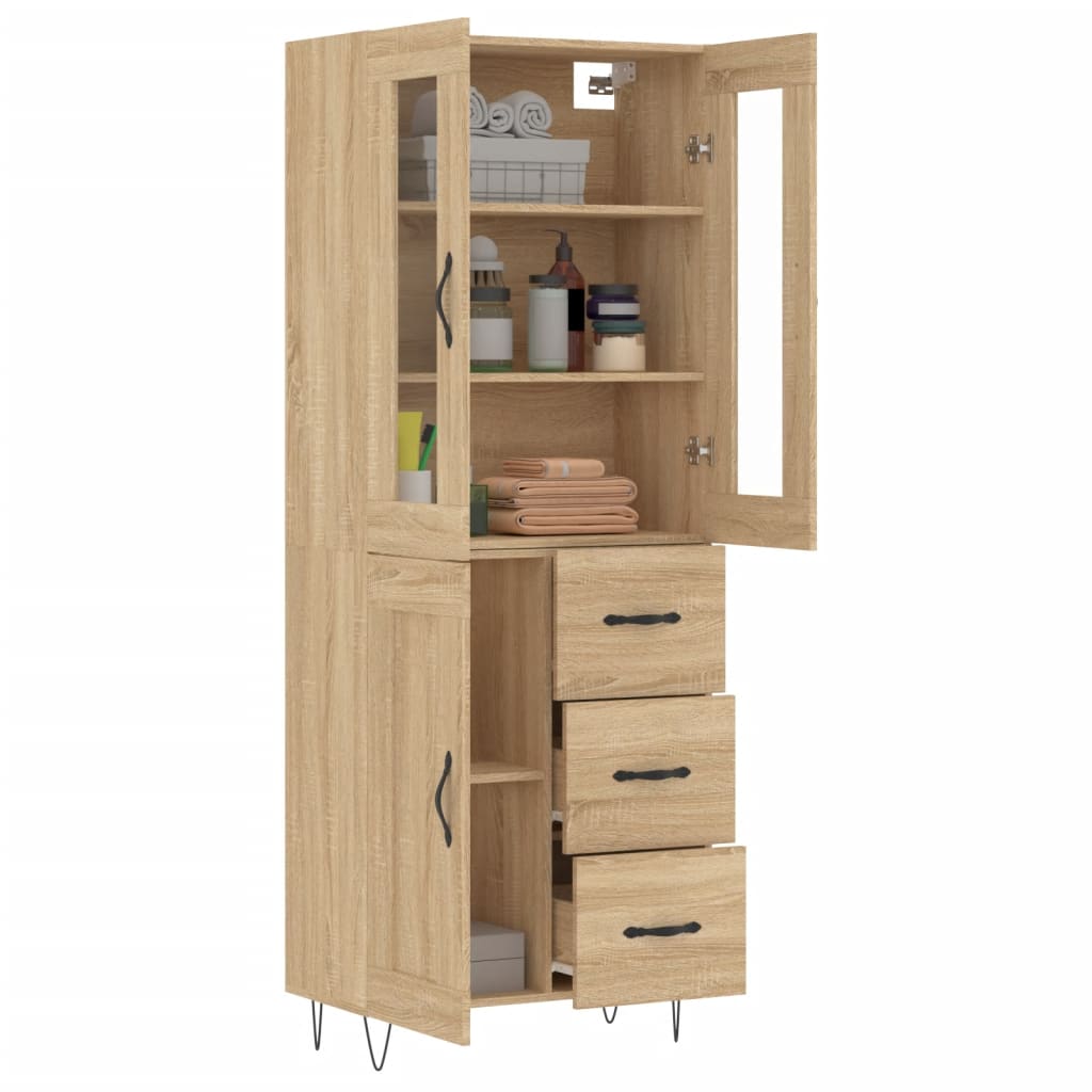 Highboard sonoma eik 69,5x34x180 cm konstruert tre vidaXL