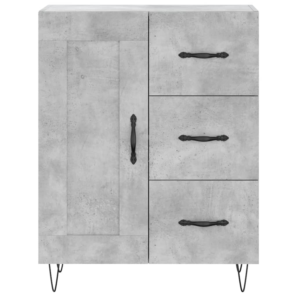 Highboard betonggrå 69,5x34x180 cm konstruert tre