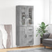 Highboard betonggrå 69,5x34x180 cm konstruert tre
