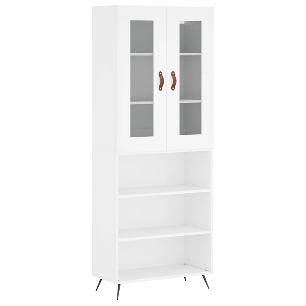 Highboard hvit 69,5x34x180 cm konstruert tre