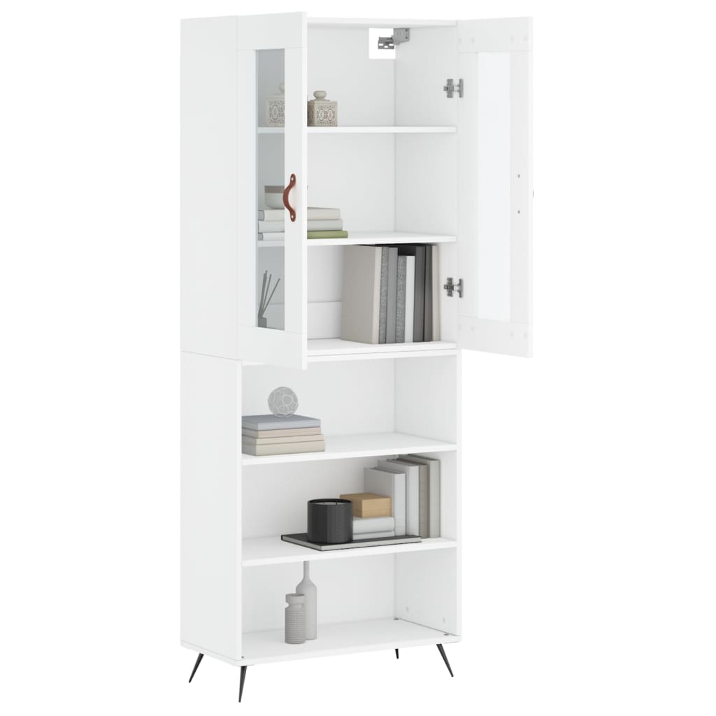 Highboard hvit 69,5x34x180 cm konstruert tre