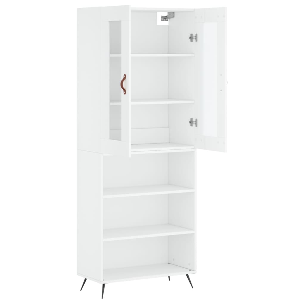 Highboard hvit 69,5x34x180 cm konstruert tre
