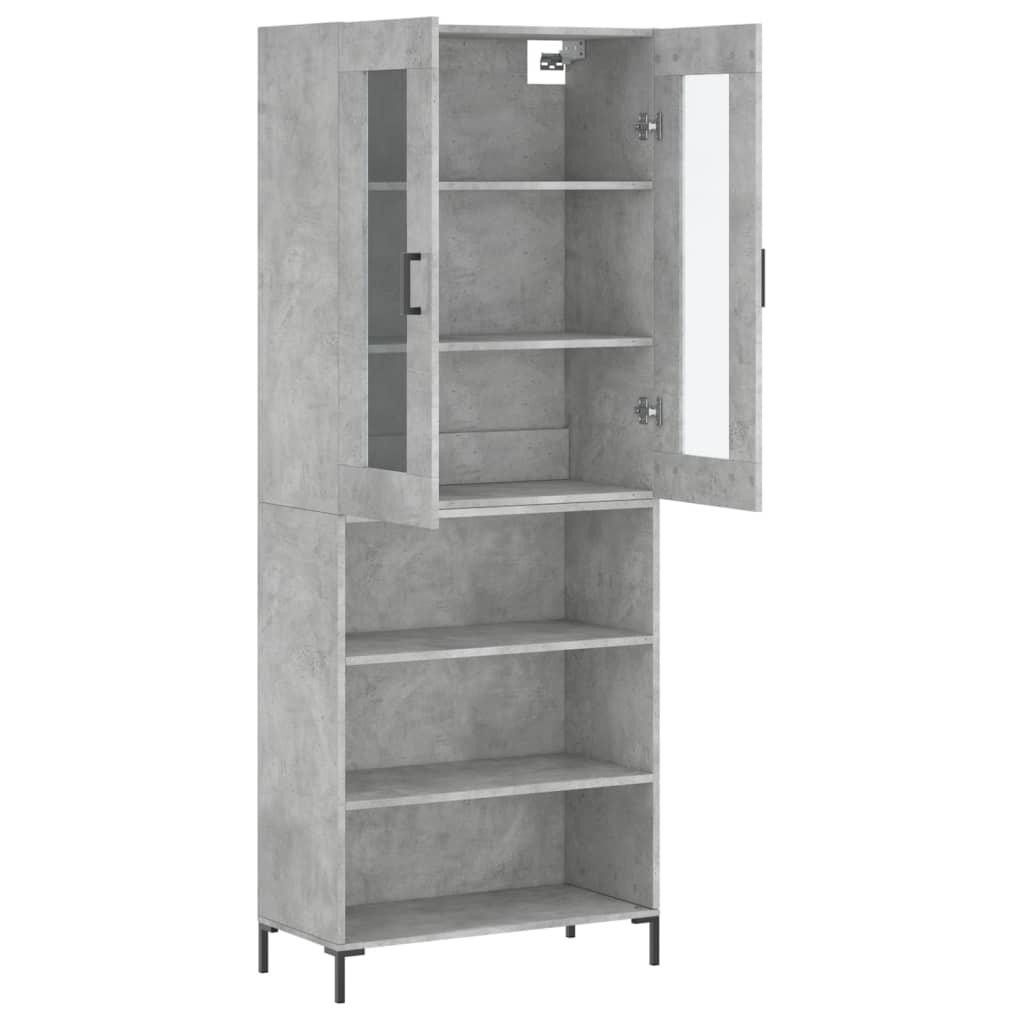 Highboard betonggrå 69,5x34x180 cm konstruert tre