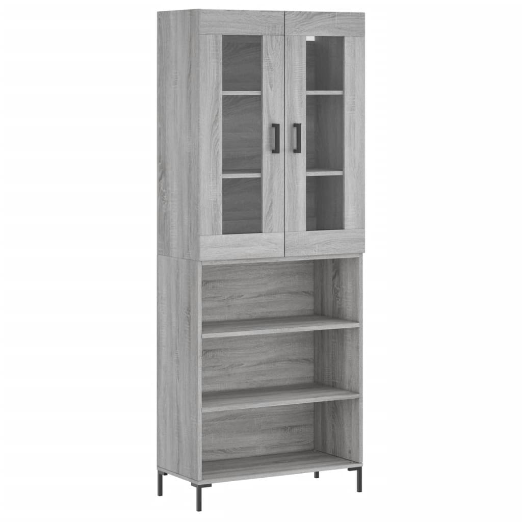 Highboard grå sonoma 69,5x34x180 cm konstruert tre