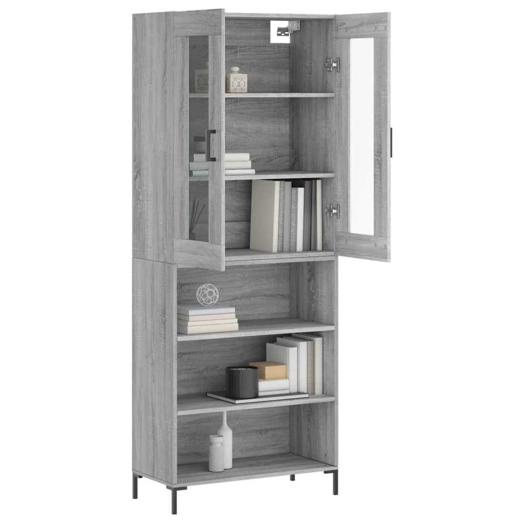 Highboard grå sonoma 69,5x34x180 cm konstruert tre