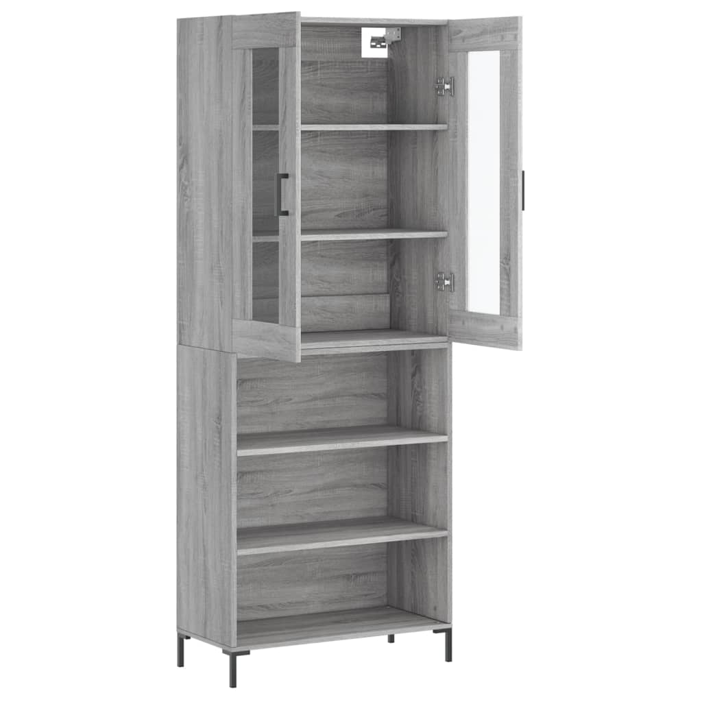 Highboard grå sonoma 69,5x34x180 cm konstruert tre