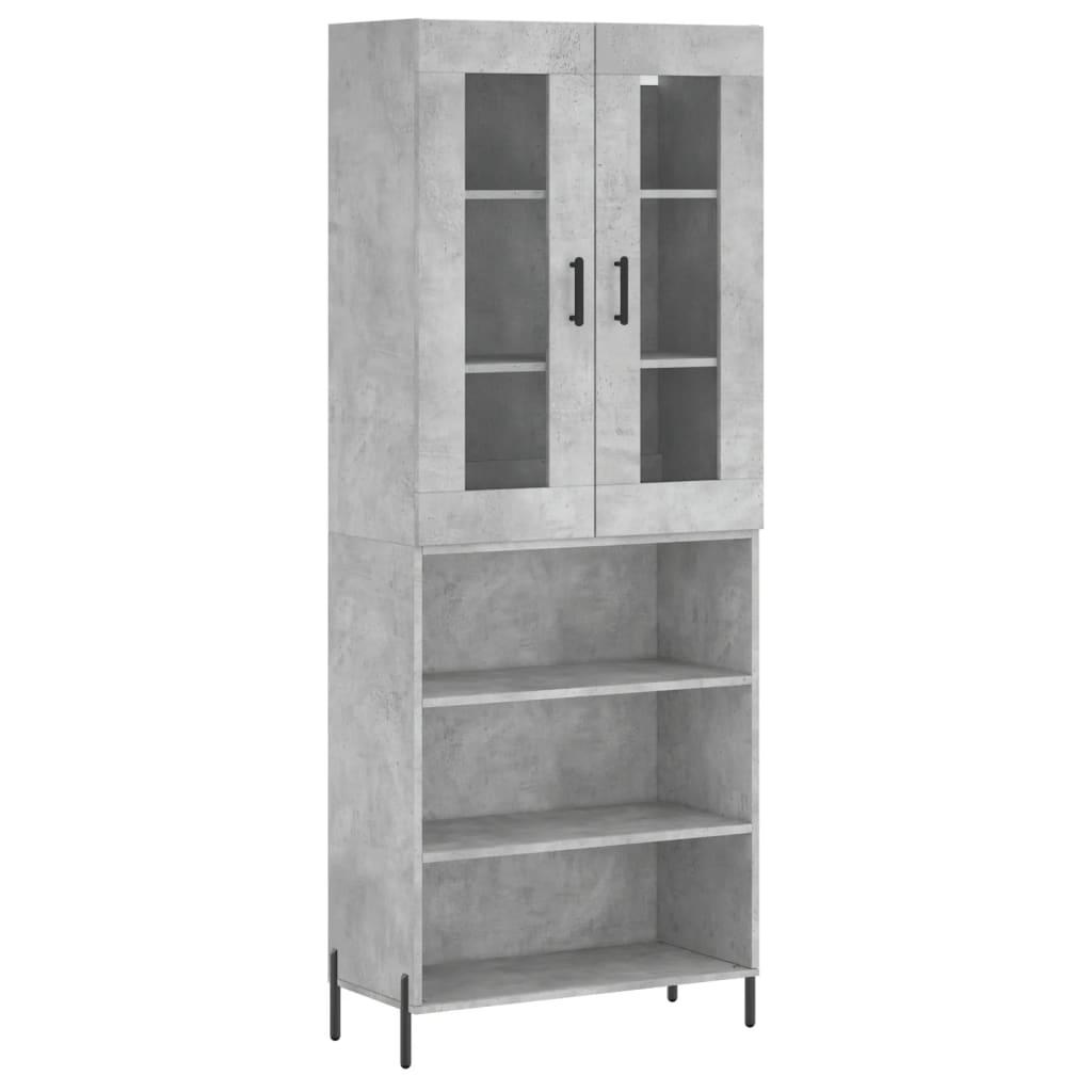 Highboard betonggrå 69,5x34x180 cm konstruert tre