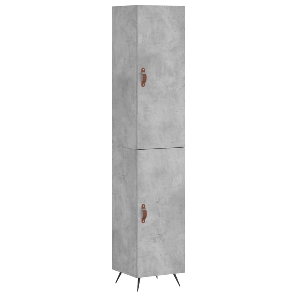 Highboard betonggrå 34,5x34x180 cm konstruert tre