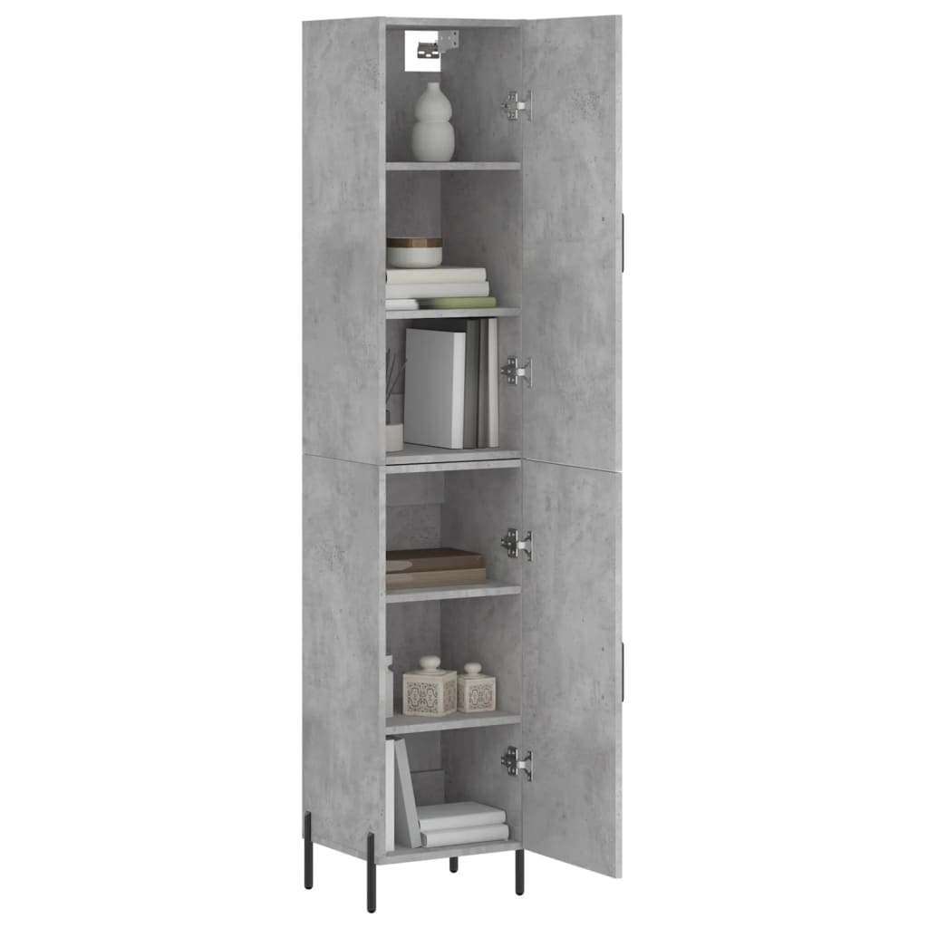Highboard betonggrå 34,5x34x180 cm konstruert tre