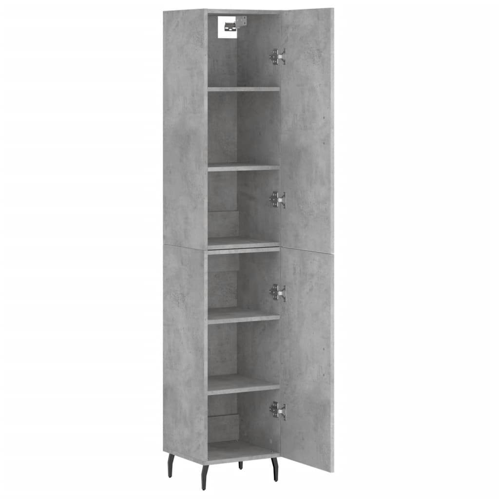 Highboard betonggrå 34,5x34x180 cm konstruert tre