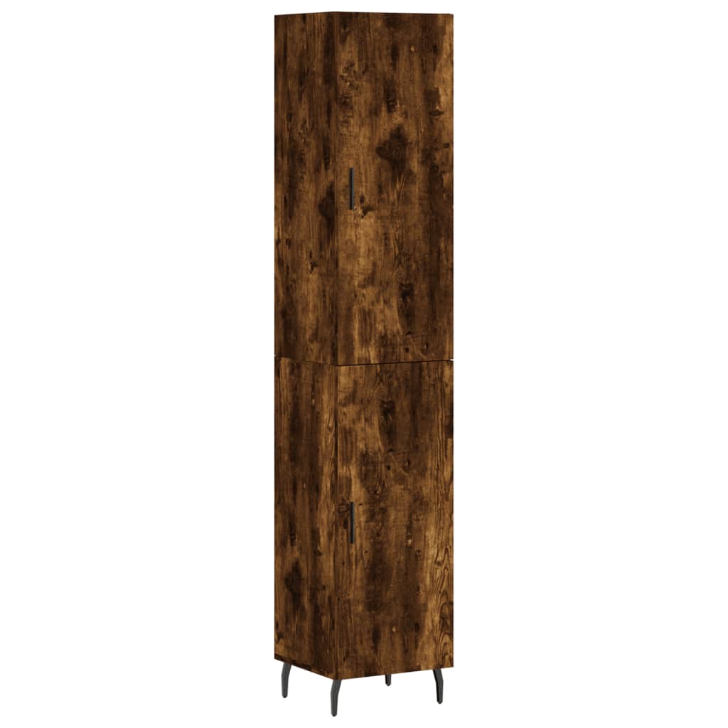 Highboard røkt eik 34,5x34x180 cm konstruert tre