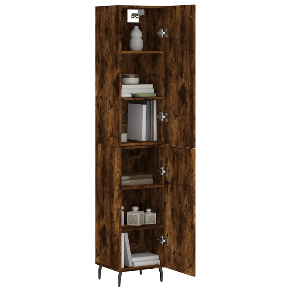 Highboard røkt eik 34,5x34x180 cm konstruert tre