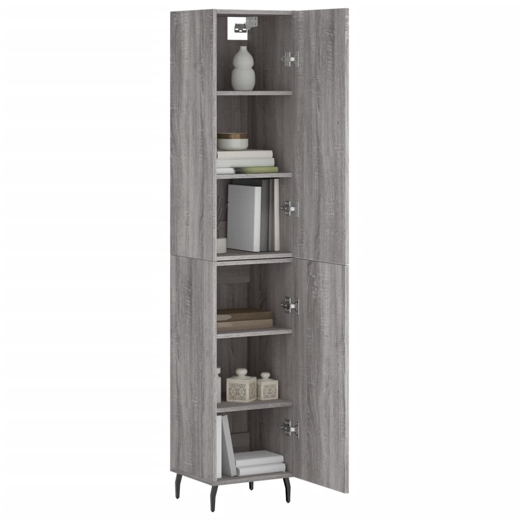 Highboard grå sonoma 34,5x34x180 cm konstruert tre