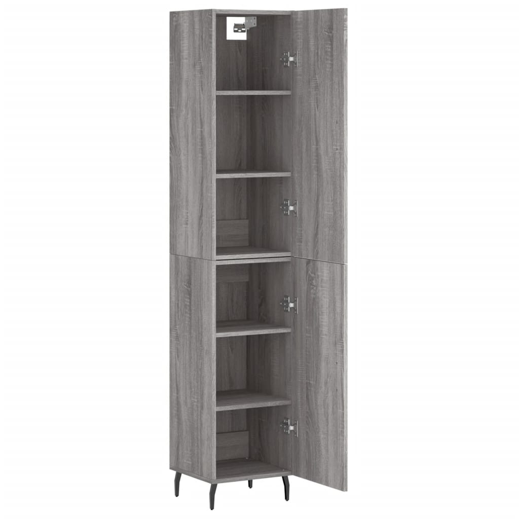 Highboard grå sonoma 34,5x34x180 cm konstruert tre