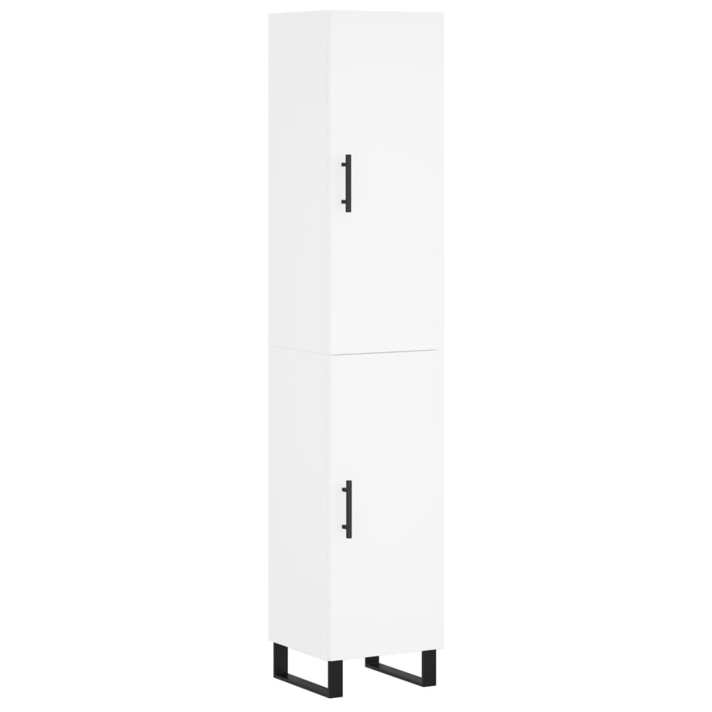 Highboard hvit 34,5x34x180 cm konstruert tre