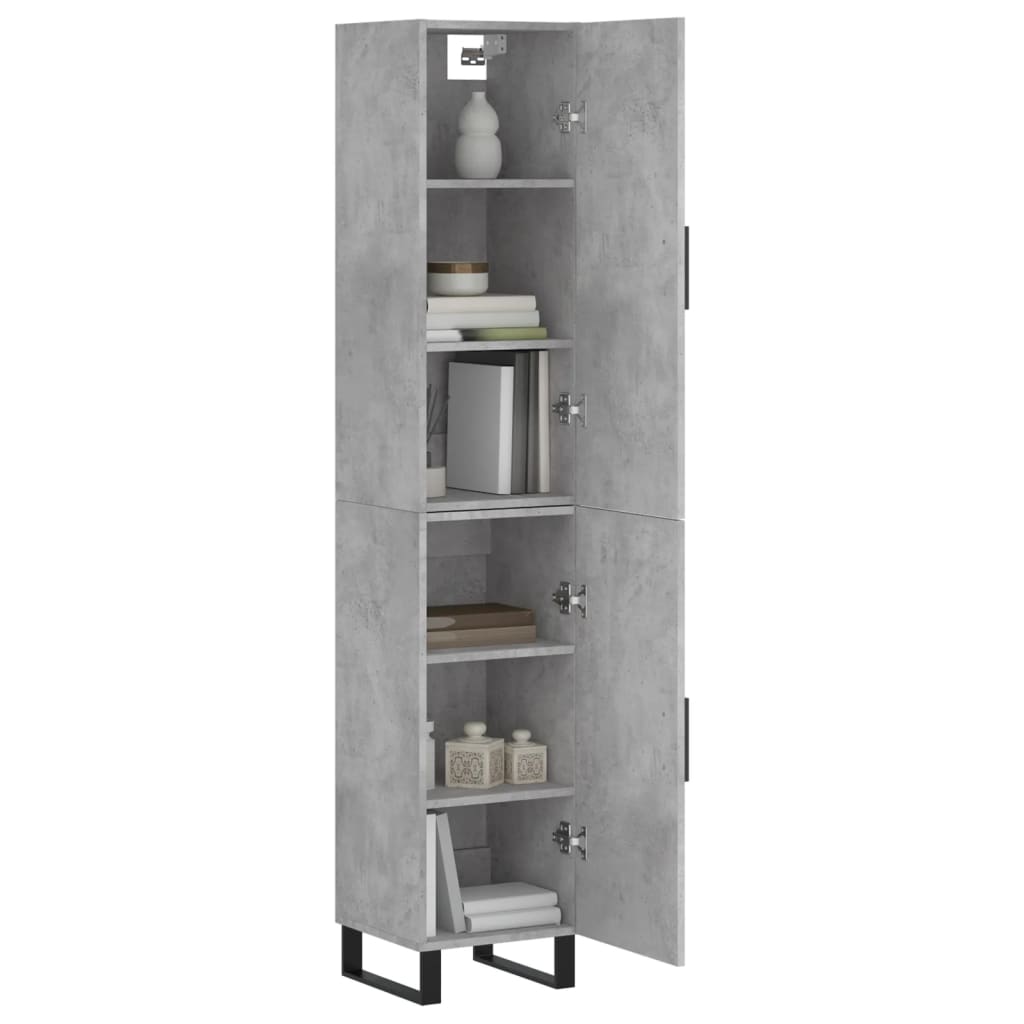Highboard betonggrå 34,5x34x180 cm konstruert tre vidaXL