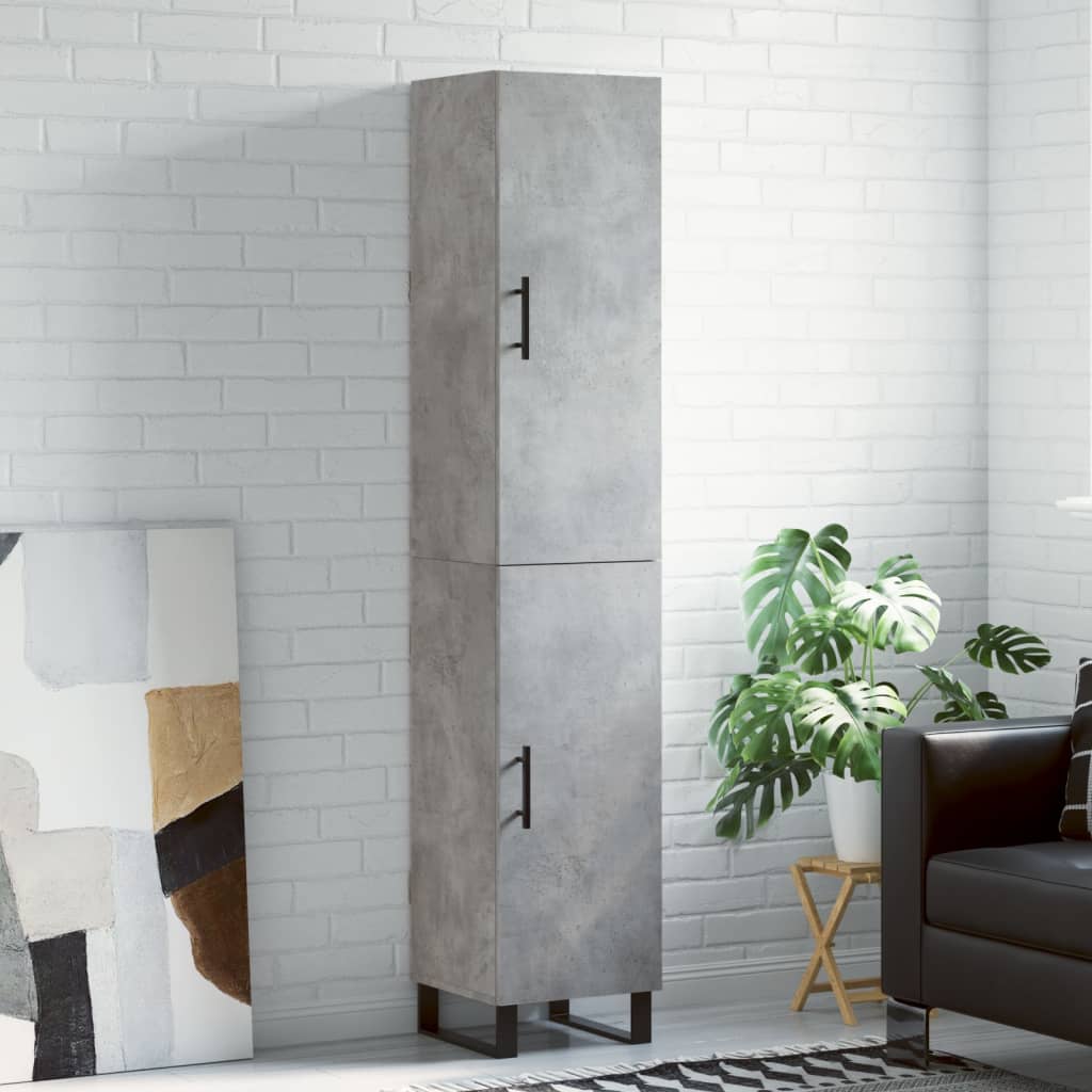 Highboard betonggrå 34,5x34x180 cm konstruert tre vidaXL