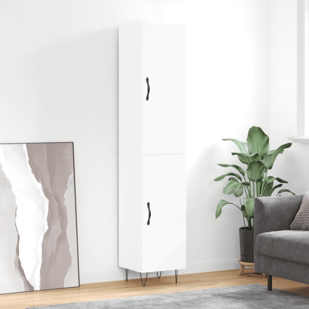 Highboard hvit 34,5x34x180 cm konstruert tre vidaXL