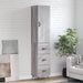 Highboard grå sonoma 34,5x34x180 cm konstruert tre