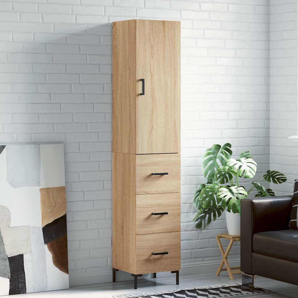 Highboard sonoma eik 34,5x34x180 cm konstruert tre