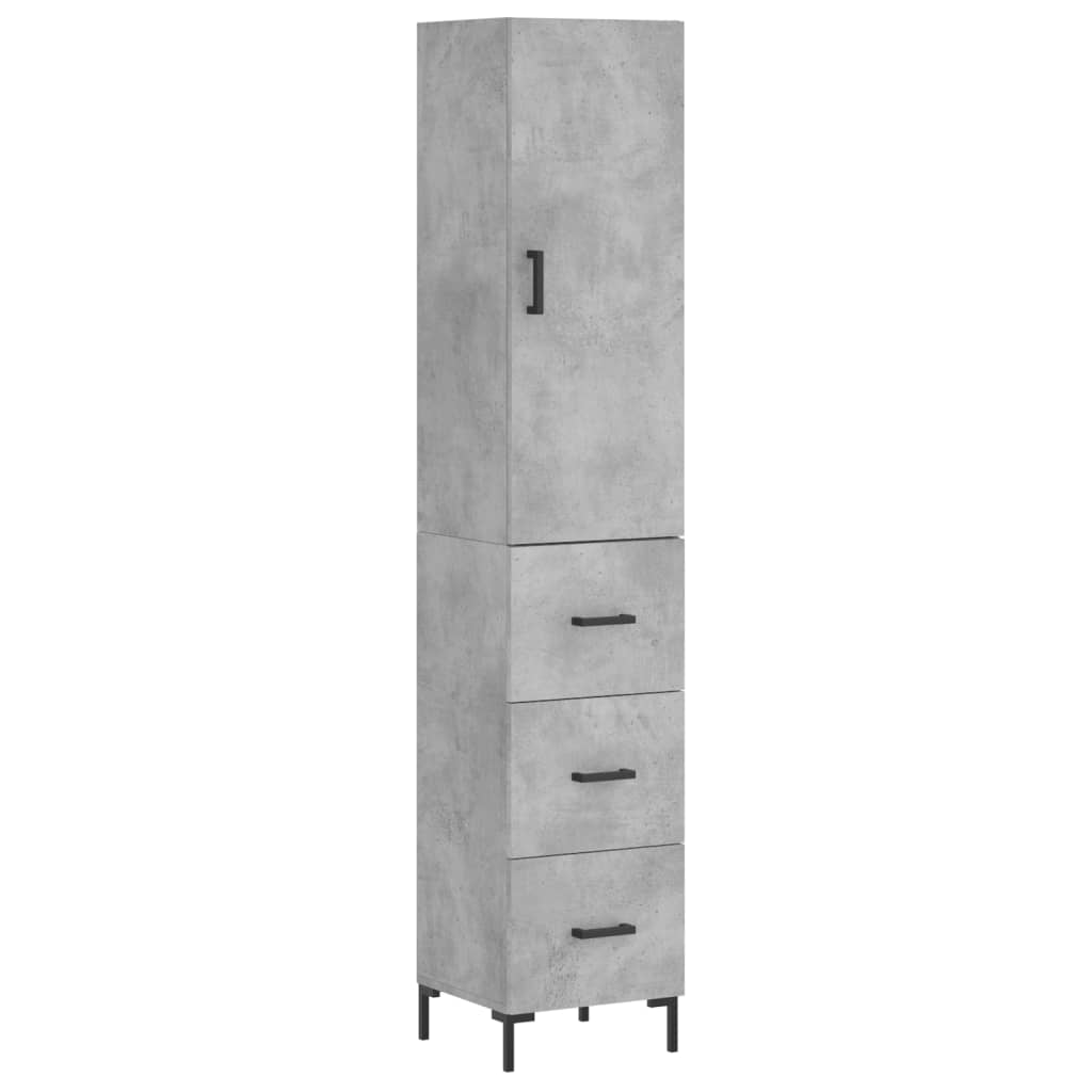 Highboard betonggrå 34,5x34x180 cm konstruert tre vidaXL