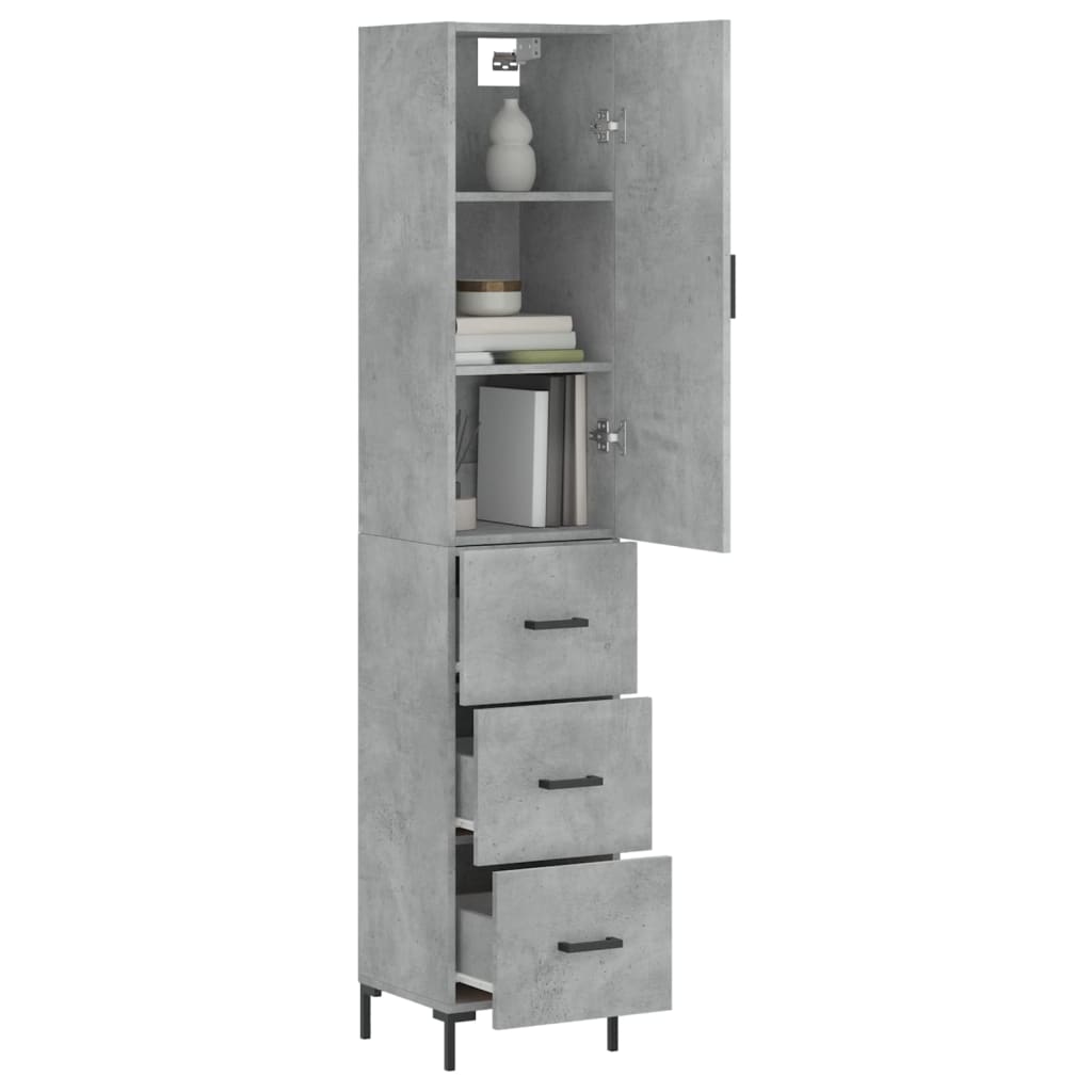 Highboard betonggrå 34,5x34x180 cm konstruert tre vidaXL